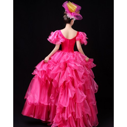 Pink Green Flamenco dresses for women Opening dance  paso double spanish dance dresses women ballroom Dance dresses
